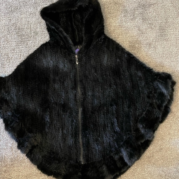 Crochet Black Mink Cape - Picture 1 of 5